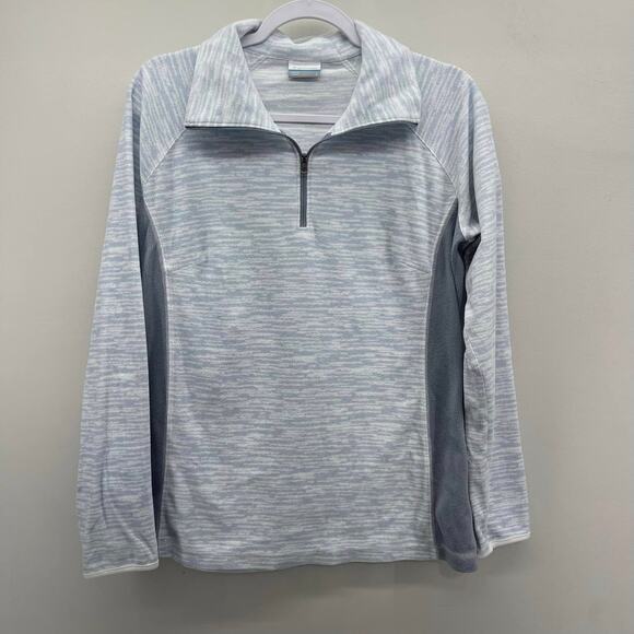 Columbia Light Blue Heathered 1/4 Zip Lightweight Fleece Pullover - Picture 1 of 5